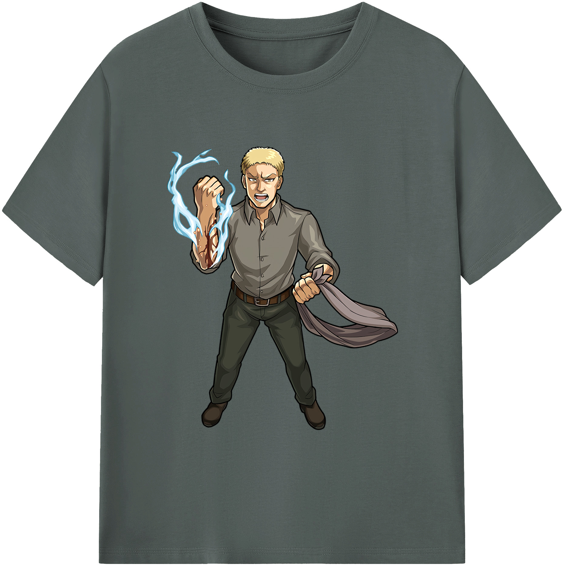 （画像用） 進撃の巨人 ライナー・ブラウン Attack on Titan Reiner Braun 綿100％ メンズ半袖Tシャツ｜肌触りやわらか＆通気性